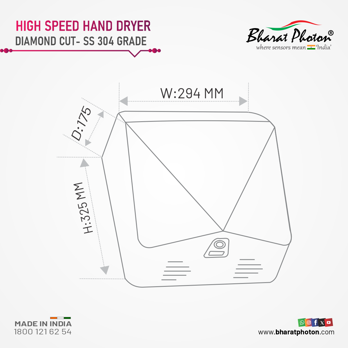 BP - HDS - 802 High Speed Hand Dryer Bharat Photon - Bharat Photon