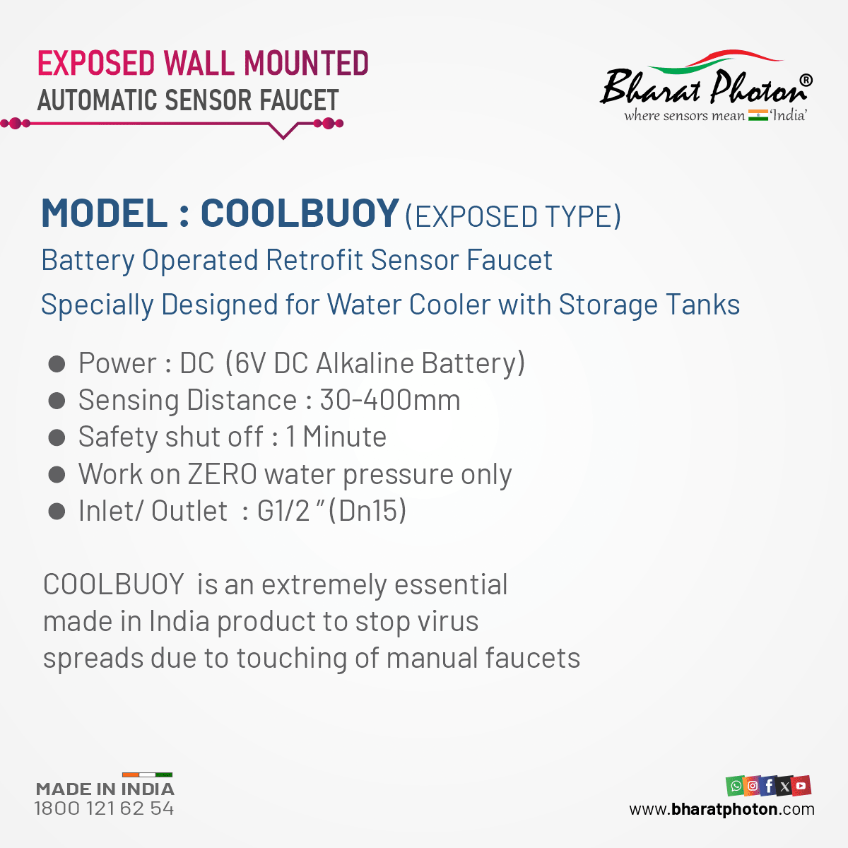 Coolbuoy - Automatic Sensor Tap for Water Cooler - Bharat Photon