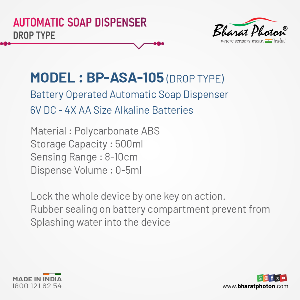 BP-ASA-105 Automatic Soap Dispenser - Drop Type